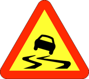 A10 Varning för slirig väg