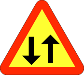 A25 Varning för mötande trafik