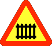 A35 Varning för järnvägskorsning med bommar