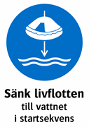 Sänk livflotten
till vattnet
i startsekvens