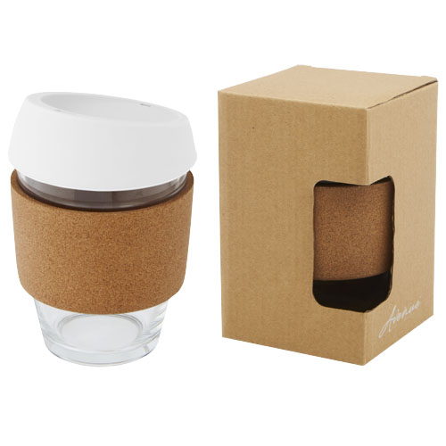 Lidan 360 ml termos i borosilikatglas med korkgrepp och silikonlock