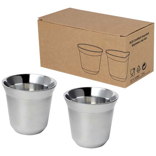 Duo uppsättning RCS-certifierade espressokoppar i rostfritt stål, 80 ml 