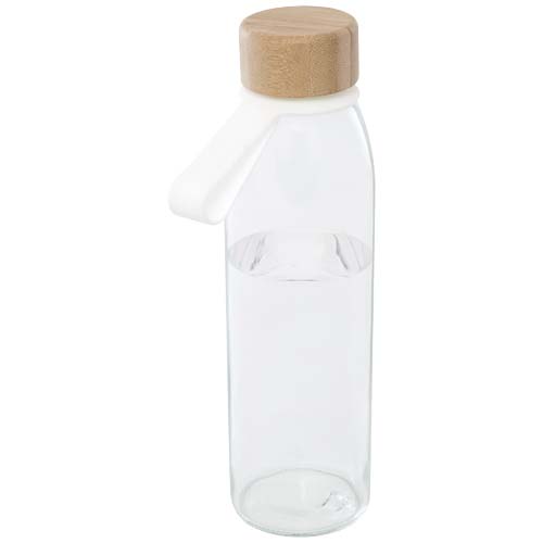 Porto 500 ml vattenflaska av glas med silikonhandtag och bambulock 