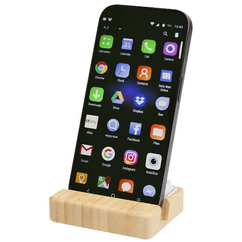 Algol telefonställ och fidget-leksak av återvunnen plast med detaljer i bambu