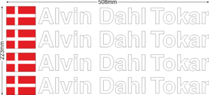 VIT TEXT Rallynamn. 40mm Höga bokstäver. Vita.