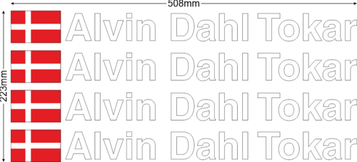 VIT TEXT Rallynamn. 40mm Höga bokstäver. Vita.