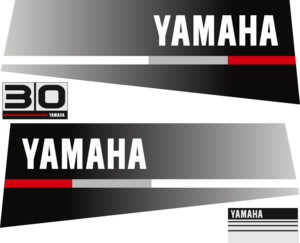 30hk Svart/rött/grått Komplett innehållande: 2st Dekaler för Yamaha 30hk och 1st bakre dekal med 30hk