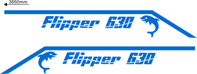 Flipper 630 Blått Blått Komplett innehållande: 2st flipperloggor med stripes. Blått i originalfärg