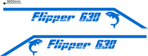 Flipper 630 Blått Blått Komplett innehållande: 2st flipperloggor med stripes. Blått i originalfärg