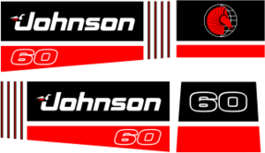 60 hk Svart/rött Svart/rött Komplett innehållande: 4st Dekaler för Johnson 60hk