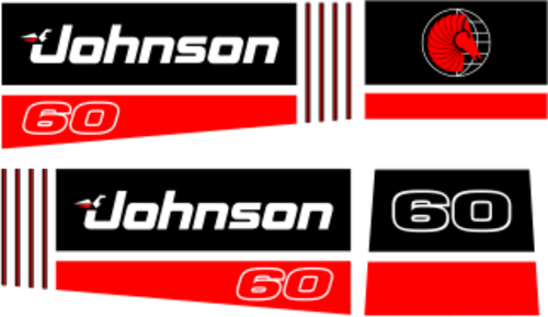 60 hk Svart/rött Svart/rött Komplett innehållande: 4st Dekaler för Johnson 60hk