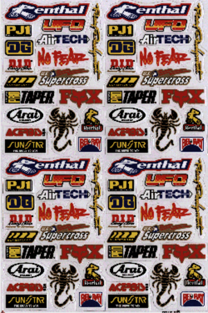 Dekalark 26x17cm. Blandade logotyper på dekalark. dekalerna är utstansade. Inte samma höga kvalité som på våra övriga dekaler.