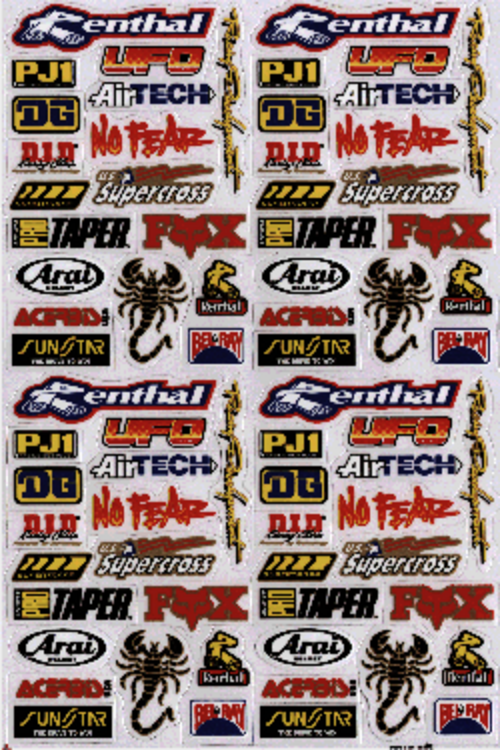 Dekalark 26x17cm. Blandade logotyper på dekalark. dekalerna är utstansade. Inte samma höga kvalité som på våra övriga dekaler.