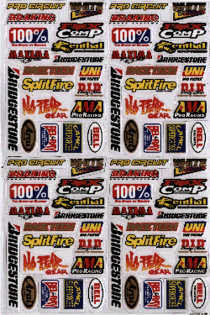 Dekalark 26x17cm. Blandade logotyper på dekalark. dekalerna är utstansade. Inte samma höga kvalité som på våra övriga dekaler.