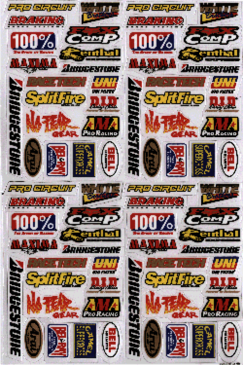 Dekalark 26x17cm. Blandade logotyper på dekalark. dekalerna är utstansade. Inte samma höga kvalité som på våra övriga dekaler.