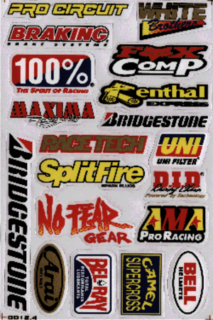 Dekalark 26x17cm. Blandade logotyper på dekalark. dekalerna är utstansade. Inte samma höga kvalité som på våra övriga dekaler.