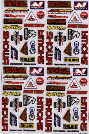 Dekalark 26x17cm. Blandade logotyper på dekalark. dekalerna är utstansade. Inte samma höga kvalité som på våra övriga dekaler.