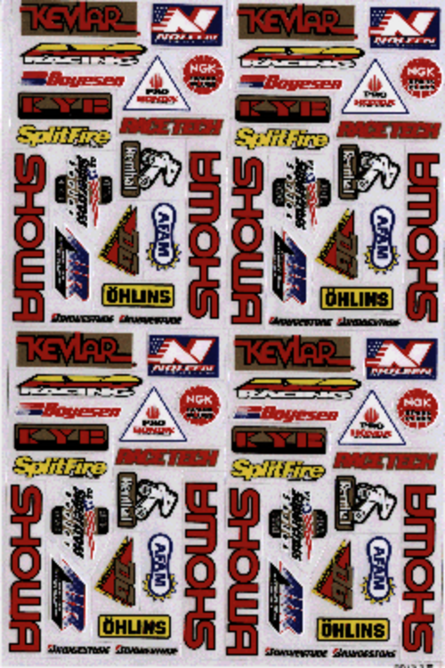 Dekalark 26x17cm. Blandade logotyper på dekalark. dekalerna är utstansade. Inte samma höga kvalité som på våra övriga dekaler.