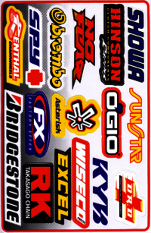 Dekalark 26x17cm. Blandade logotyper på dekalark. dekalerna är utstansade. Inte samma höga kvalité som på våra övriga dekaler.