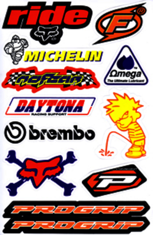 Dekalark 26x17cm. Blandade logotyper på dekalark. dekalerna är utstansade. Inte samma höga kvalité som på våra övriga dekaler.