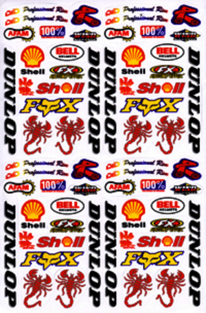 Dekalark 26x17cm. Blandade logotyper på dekalark. dekalerna är utstansade. Inte samma höga kvalité som på våra övriga dekaler.