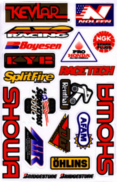 Dekalark 26x17cm. Blandade logotyper på dekalark. dekalerna är utstansade. Inte samma höga kvalité som på våra övriga dekaler.