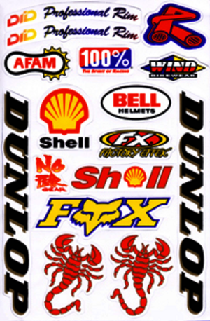 Dekalark 26x17cm. Blandade logotyper på dekalark. dekalerna är utstansade. Inte samma höga kvalité som på våra övriga dekaler.