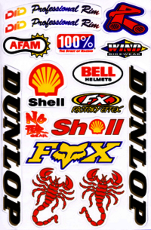 Dekalark 26x17cm. Blandade logotyper på dekalark. dekalerna är utstansade. Inte samma höga kvalité som på våra övriga dekaler.