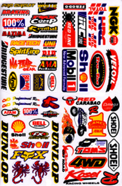 Dekalark 26x17cm. Blandade logotyper på dekalark. dekalerna är utstansade. Inte samma höga kvalité som på våra övriga dekaler.