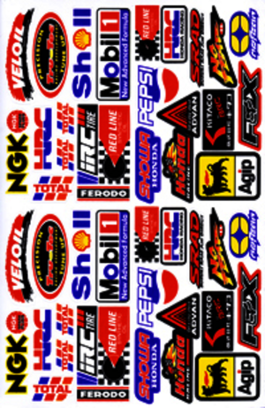 Dekalark 26x17cm. Blandade logotyper på dekalark. dekalerna är utstansade. Inte samma höga kvalité som på våra övriga dekaler.