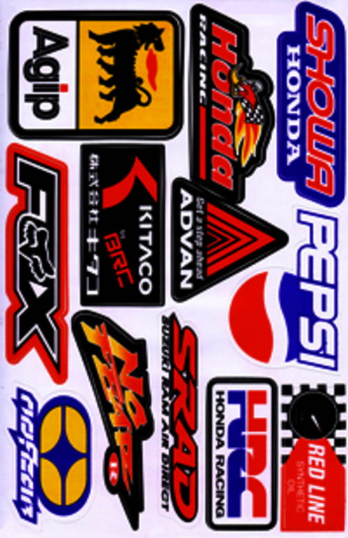 Dekalark 26x17cm. Blandade logotyper på dekalark. dekalerna är utstansade. Inte samma höga kvalité som på våra övriga dekaler.