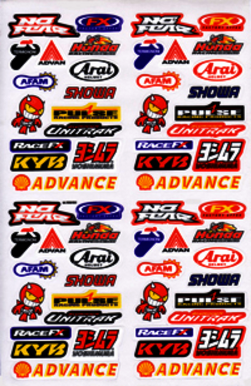 Dekalark 26x17cm. Blandade logotyper på dekalark. dekalerna är utstansade. Inte samma höga kvalité som på våra övriga dekaler.