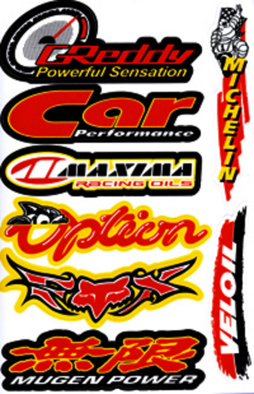 Dekalark 26x17cm. Blandade logotyper på dekalark. dekalerna är utstansade. Inte samma höga kvalité som på våra övriga dekaler.