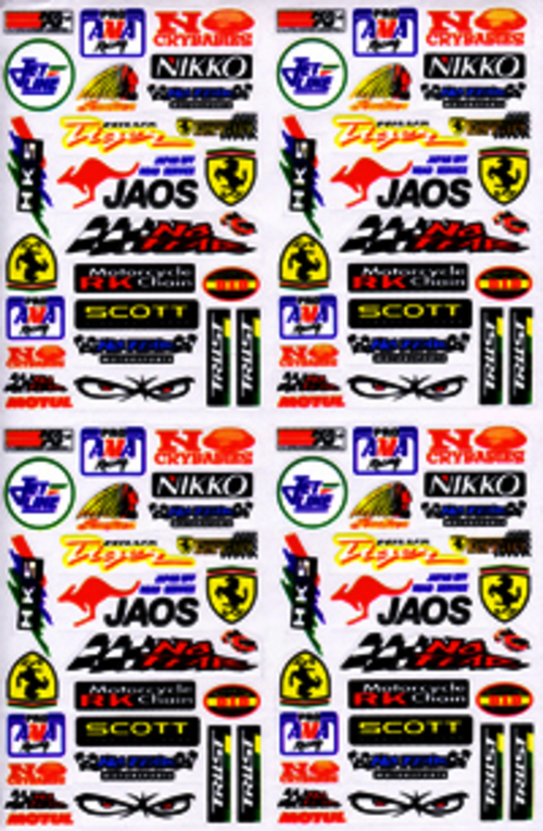 Dekalark 26x17cm. Blandade logotyper på dekalark. dekalerna är utstansade. Inte samma höga kvalité som på våra övriga dekaler.