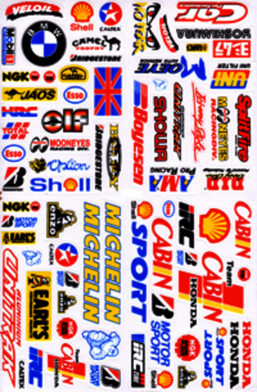 Dekalark 26x17cm. Blandade logotyper på dekalark. dekalerna är utstansade. Inte samma höga kvalité som på våra övriga dekaler.