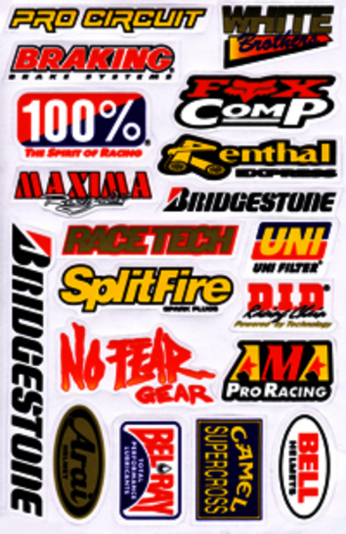 Dekalark 26x17cm. Blandade logotyper på dekalark. dekalerna är utstansade. Inte samma höga kvalité som på våra övriga dekaler.