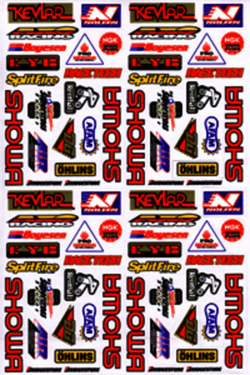 Dekalark 26x17cm. Blandade logotyper på dekalark. dekalerna är utstansade. Inte samma höga kvalité som på våra övriga dekaler.