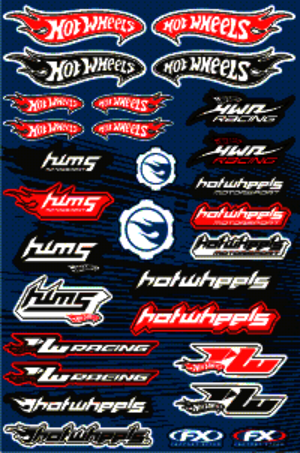 Dekalark 300x460mm. Logotyperna är stansade efter den vita tunna linjen.