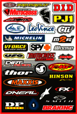 Dekalark 300x460mm. Logotyperna är stansade efter den vita tunna linjen.