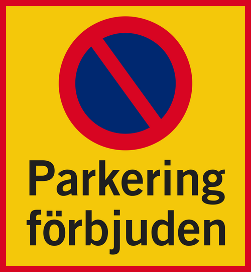 Varningsdekal. Parkering förbjuden