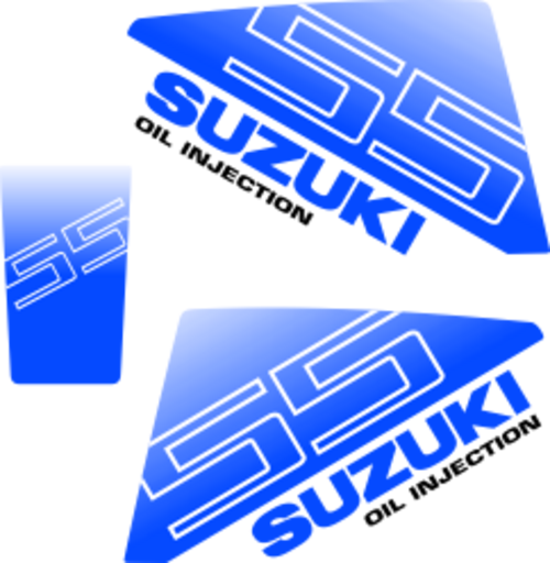 Komplett innehållande: 2st Dekaler för Suzuki 55hk, 1st bakre dekal.
