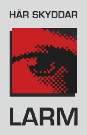 Varningsdekal Här skyddar larm. 75x115 mm