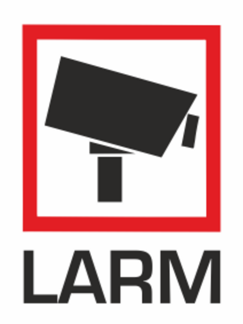 Varningsdekal Larm. 75x100mm.