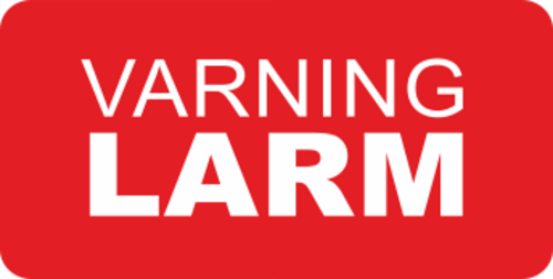 Varningsdekal VARNING LARM. 60mm bred