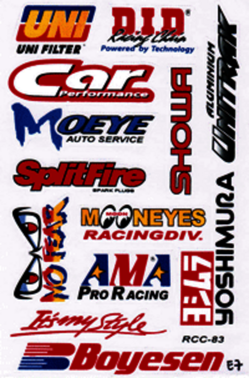 Dekalark 26x17cm. Blandade logotyper på dekalark. dekalerna är utstansade. Inte samma höga kvalité som på våra övriga dekaler.