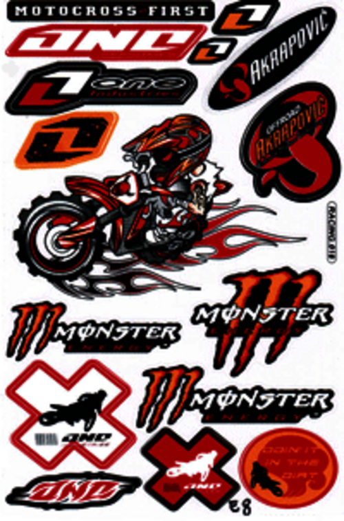 Dekalark 26x17cm. Blandade logotyper på dekalark. dekalerna är utstansade. Inte samma höga kvalité som på våra övriga dekaler.