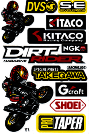 Dekalark 26x17cm. Blandade logotyper på dekalark. dekalerna är utstansade. Inte samma höga kvalité som på våra övriga dekaler.