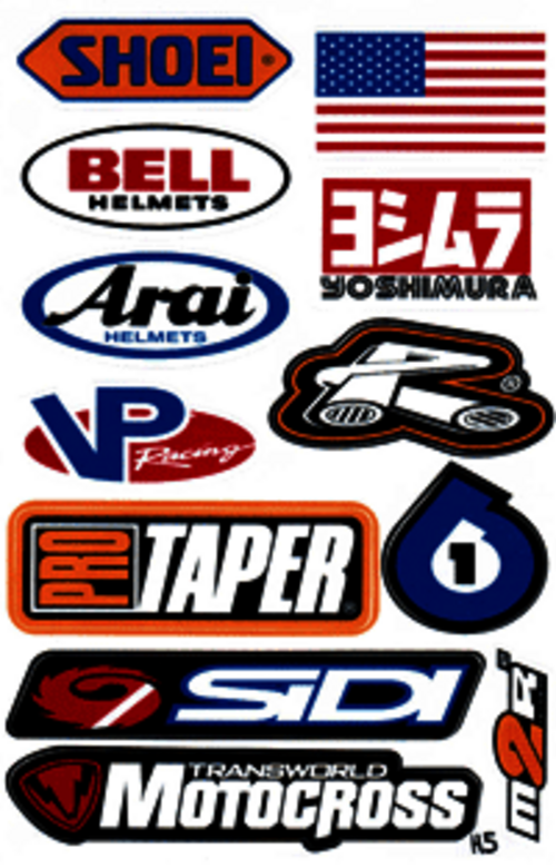 Dekalark 26x17cm. Blandade logotyper på dekalark. dekalerna är utstansade. Inte samma höga kvalité som på våra övriga dekaler.