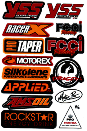 Dekalark 26x17cm. Blandade logotyper på dekalark. dekalerna är utstansade. Inte samma höga kvalité som på våra övriga dekaler.