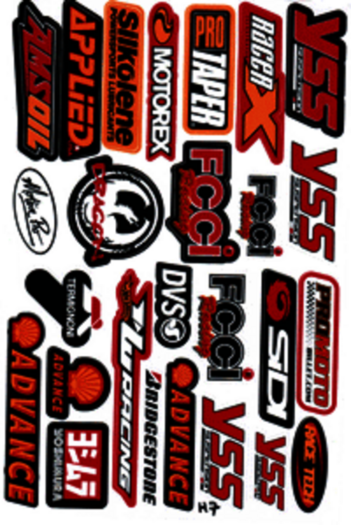 Dekalark 26x17cm. Blandade logotyper på dekalark. dekalerna är utstansade. Inte samma höga kvalité som på våra övriga dekaler.